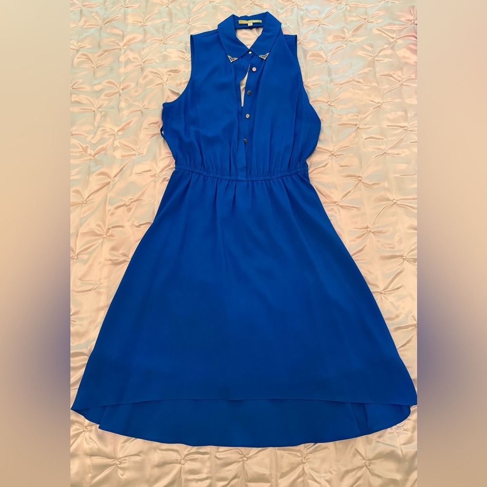 Gianni Bini Blue Sleeveless V-Neck Cocktail Dress